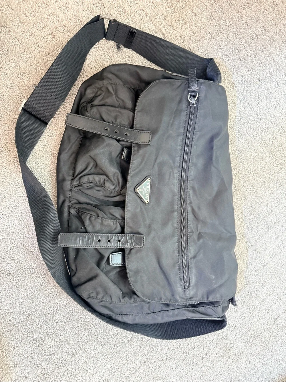 Authentic Prada Black Nylon Messenger Bag